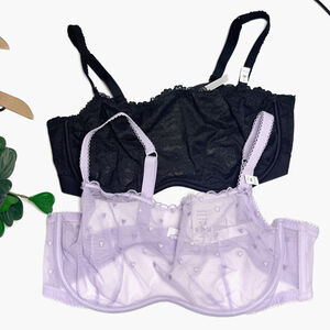 Victoria's Secret PINK New With Tags Unlined Lace Bra Set Size XL Wink Scoop